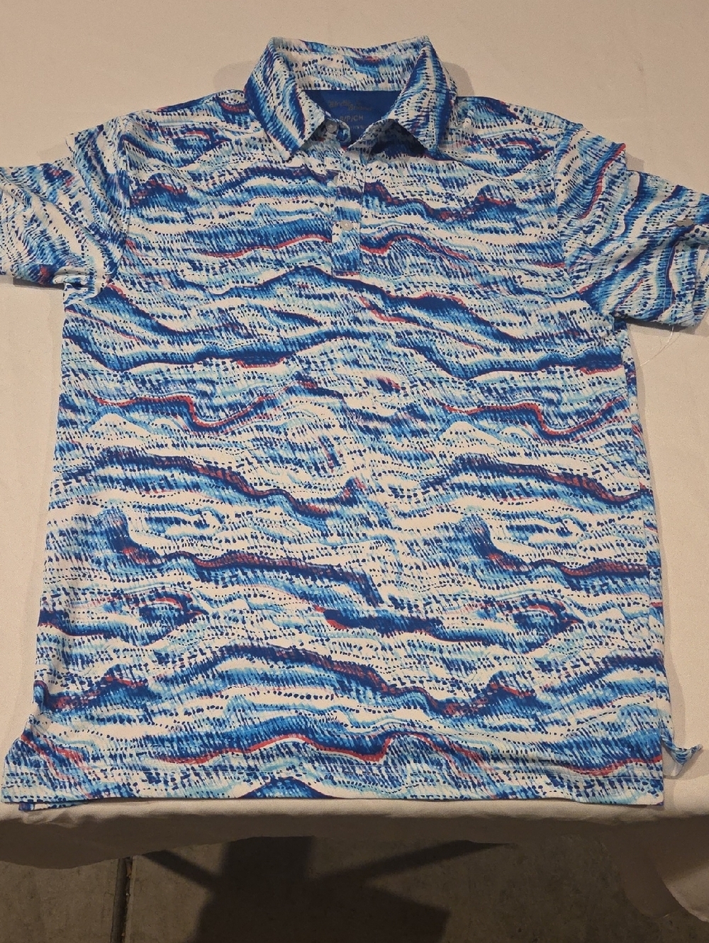 Birdies Blue & White Abstract Sporty Swim Top